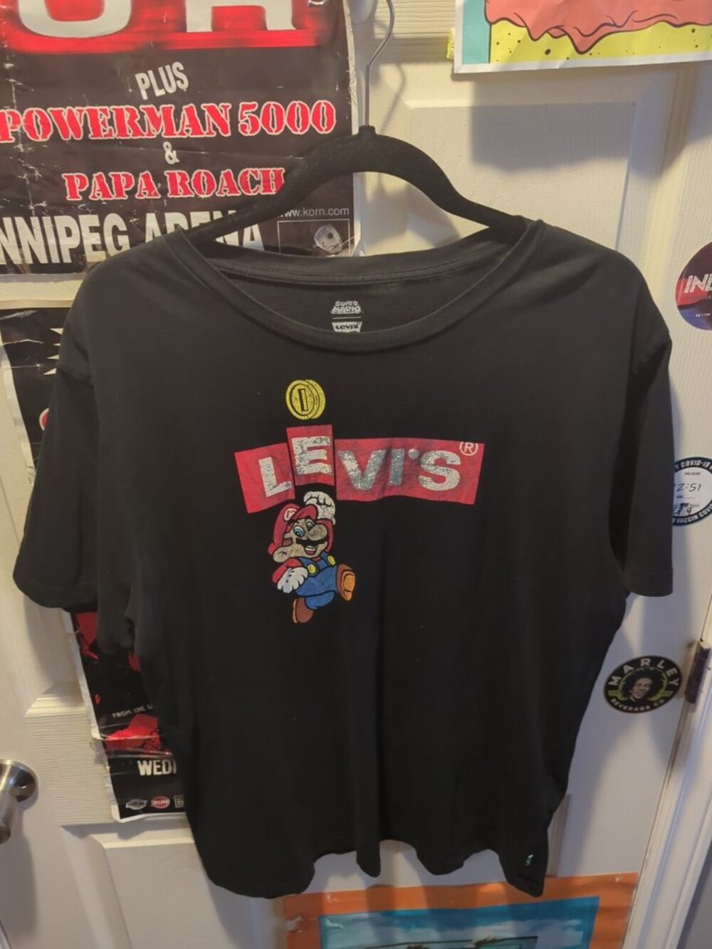 Levis x Nintendo Super Mario Box Tab Tshirt Black Size extra Large XL